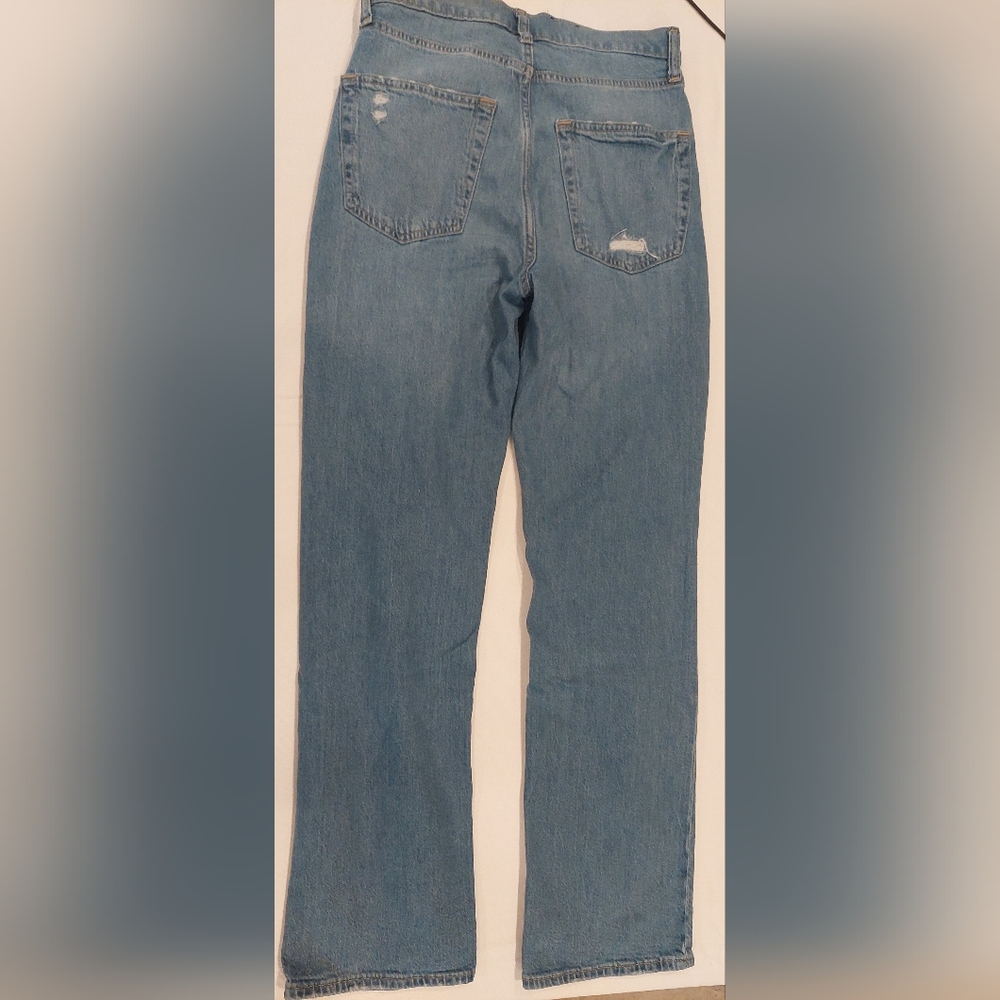 Blue Straight Leg Jeans with Natural Fading - Picture 7 of 9